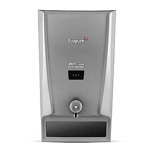 Livpure Bolt+ Copper with 80% Water Savings, Copper+RO+In-Tank UV+Mineraliser+, 7 L tank, Water Purifier for home, (Grey) Suitable for Municipal, Tanker, Borewell water