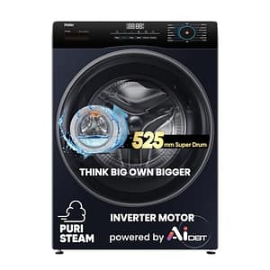Haier 7 Kg Frontload with 525 Super drum, Refresh, AI DBT and 5 Star rating (HM70-IM12929BK)